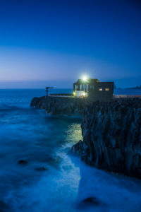 Spain, Canary Islands, El Hierro Island, Las Puntas, Hotel Puntagrande, listed in the Guinness Book of World Records as the smallest hotel in the world, dusk Spain, Canary Islands, El Hierro Island, Las Puntas, Hotel Puntagrande, listed in the Guinness Book of World Records as the smallest hotel in the world, dusk